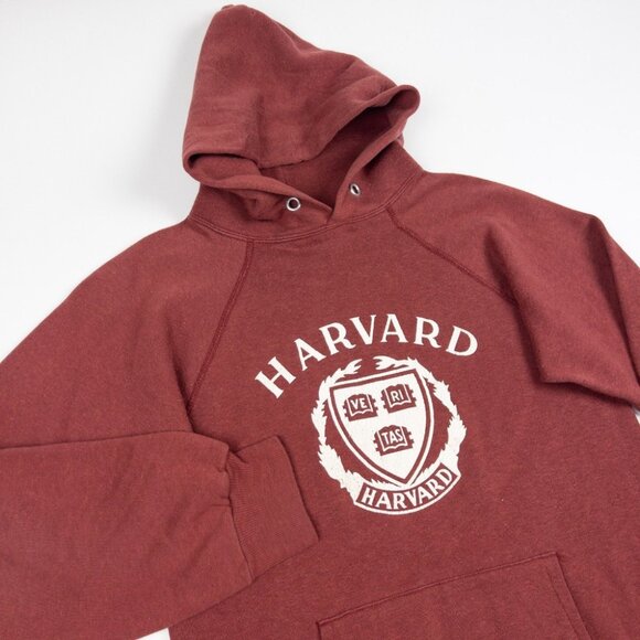 Vintage 1980s Harvard University Champion Hoodie Men Small Fits XS Red Pullover - Picture 1 of 13